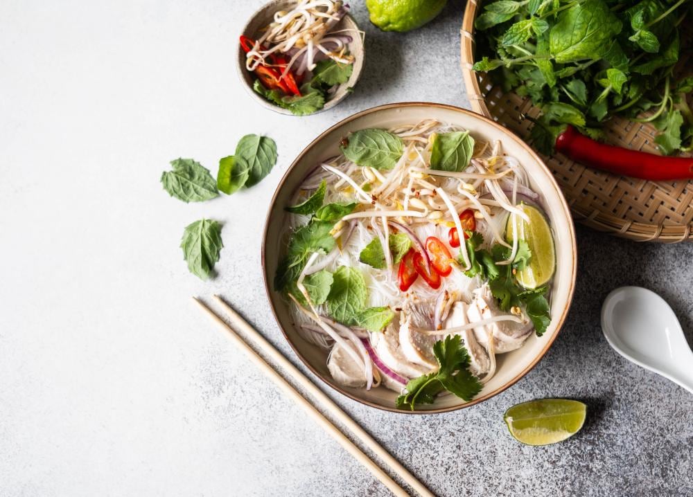 Found mostly in Ho Chi Minh City, this version has a slightly sweeter, cloudier broth and comes with a large platter of herbs